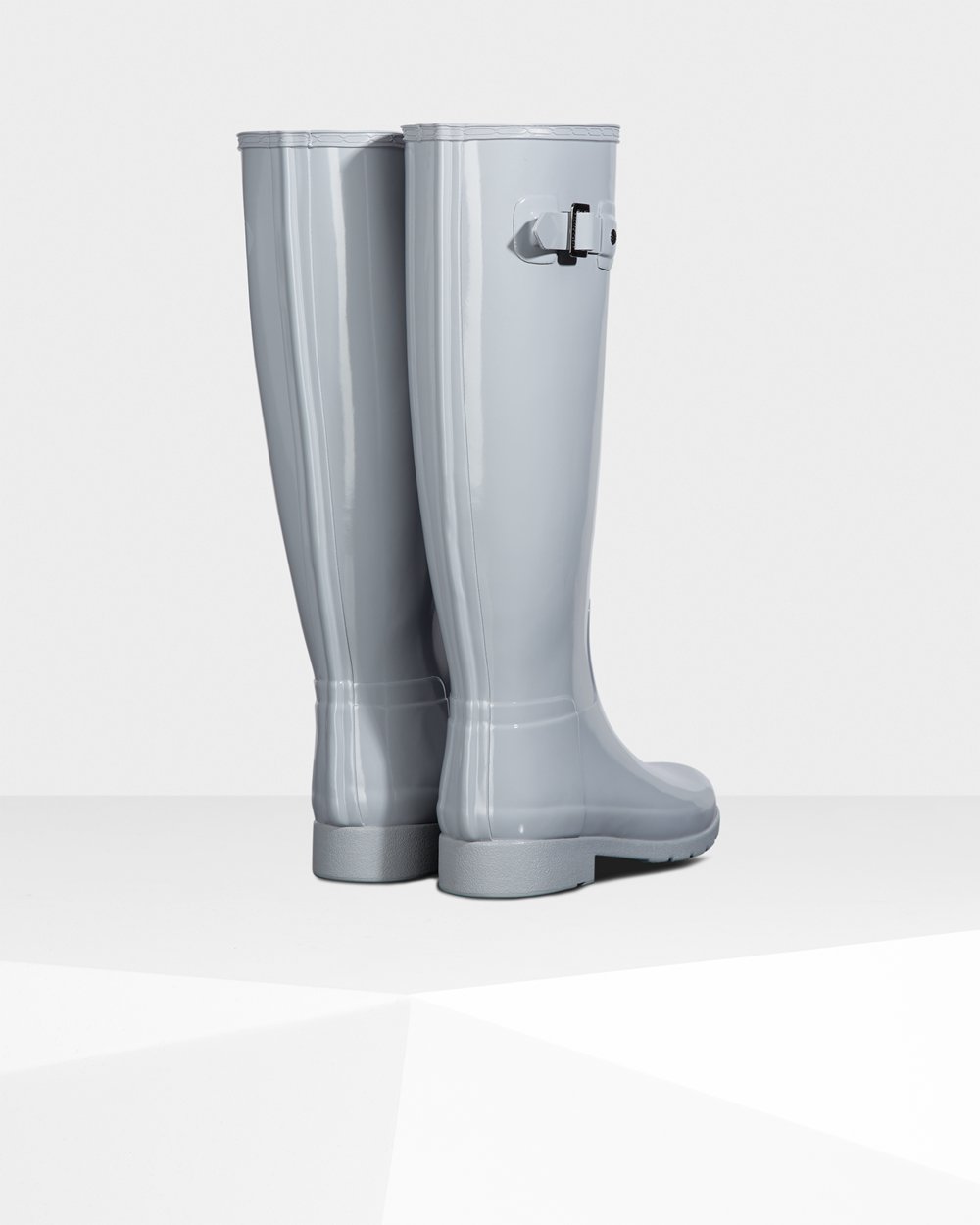 Womens Hunter Refined Slim Fit Gloss - Tall Rain Boots Light Grey - 5302-SIDPR